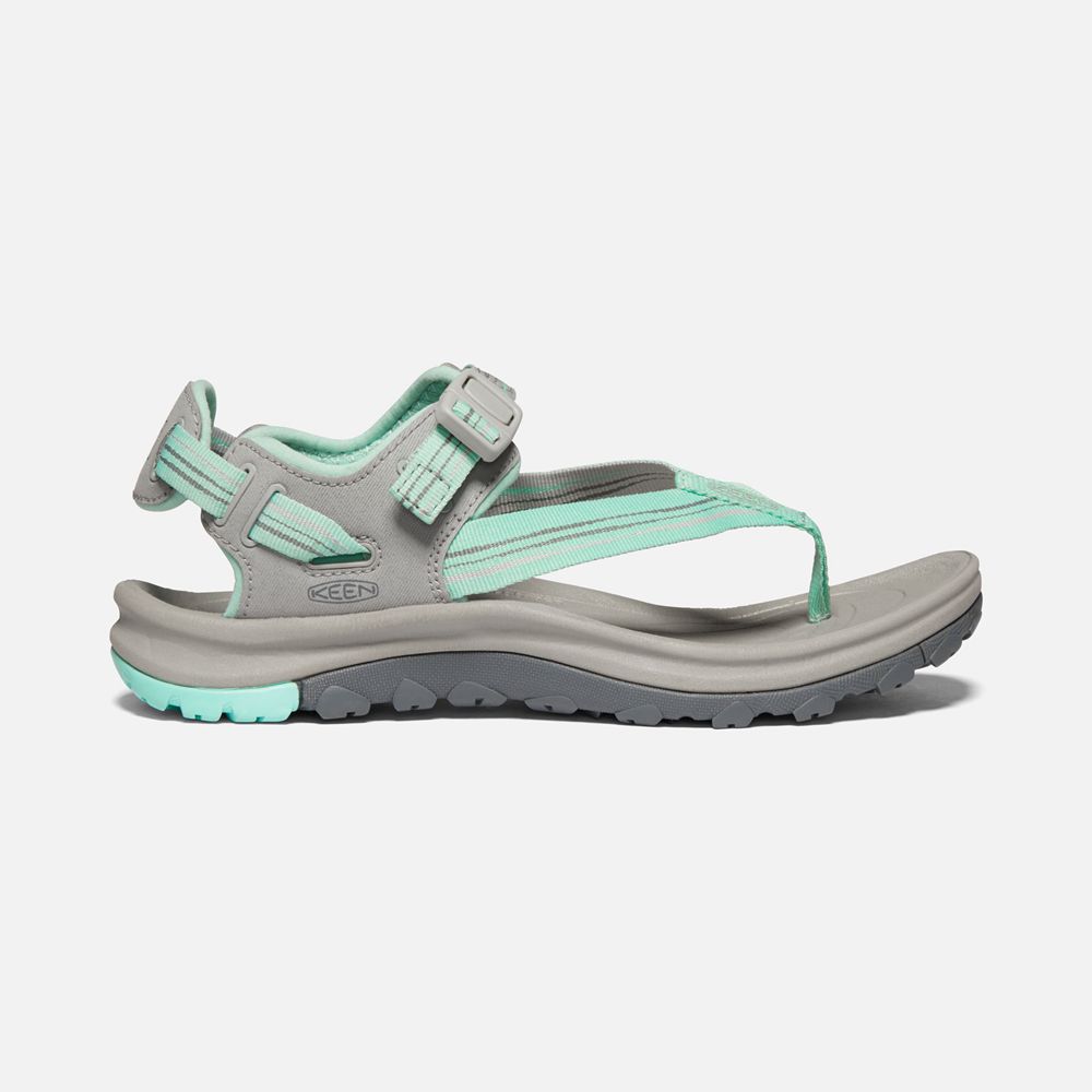 Keen Outdoor Sandalet Kadın Gri/Yeşil - Terradora Ii Toe Post - Türkiye VZRB40628